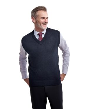 navy V-neck knit sweater vest