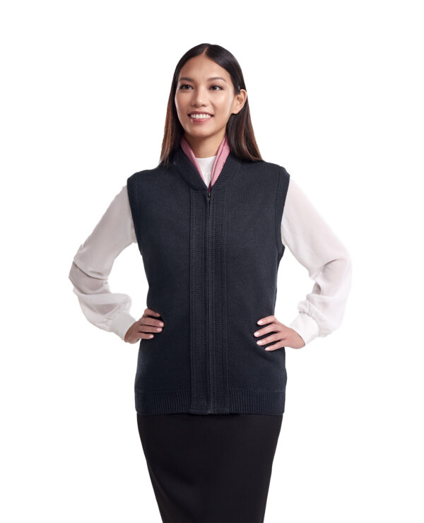 black full zip knit uniform sweater vest