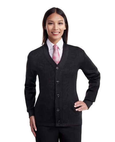 button down black knit cardigan