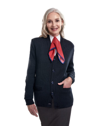 navy V-neck button down knit cardigan