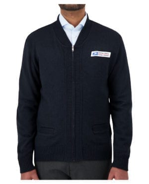 blue zip up united states postal services uniform sweater