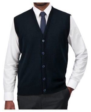 navy v-neck button down sweater vest