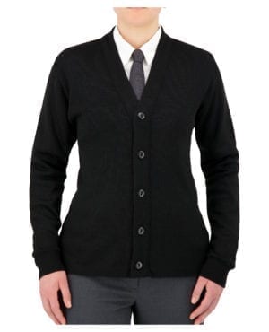 black v-neck button down cardigan