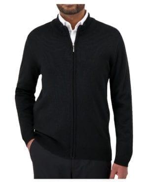 black mock neck zip up sweater