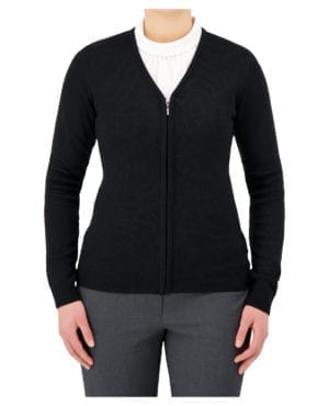 black v-neck zip up sweater