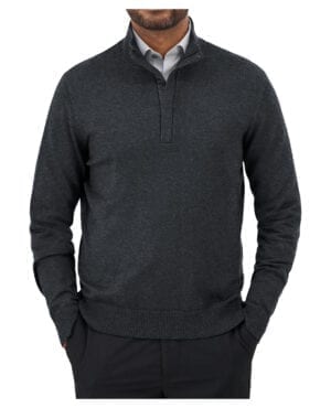 dark greay mock neck quarter zip long sleeve sweater