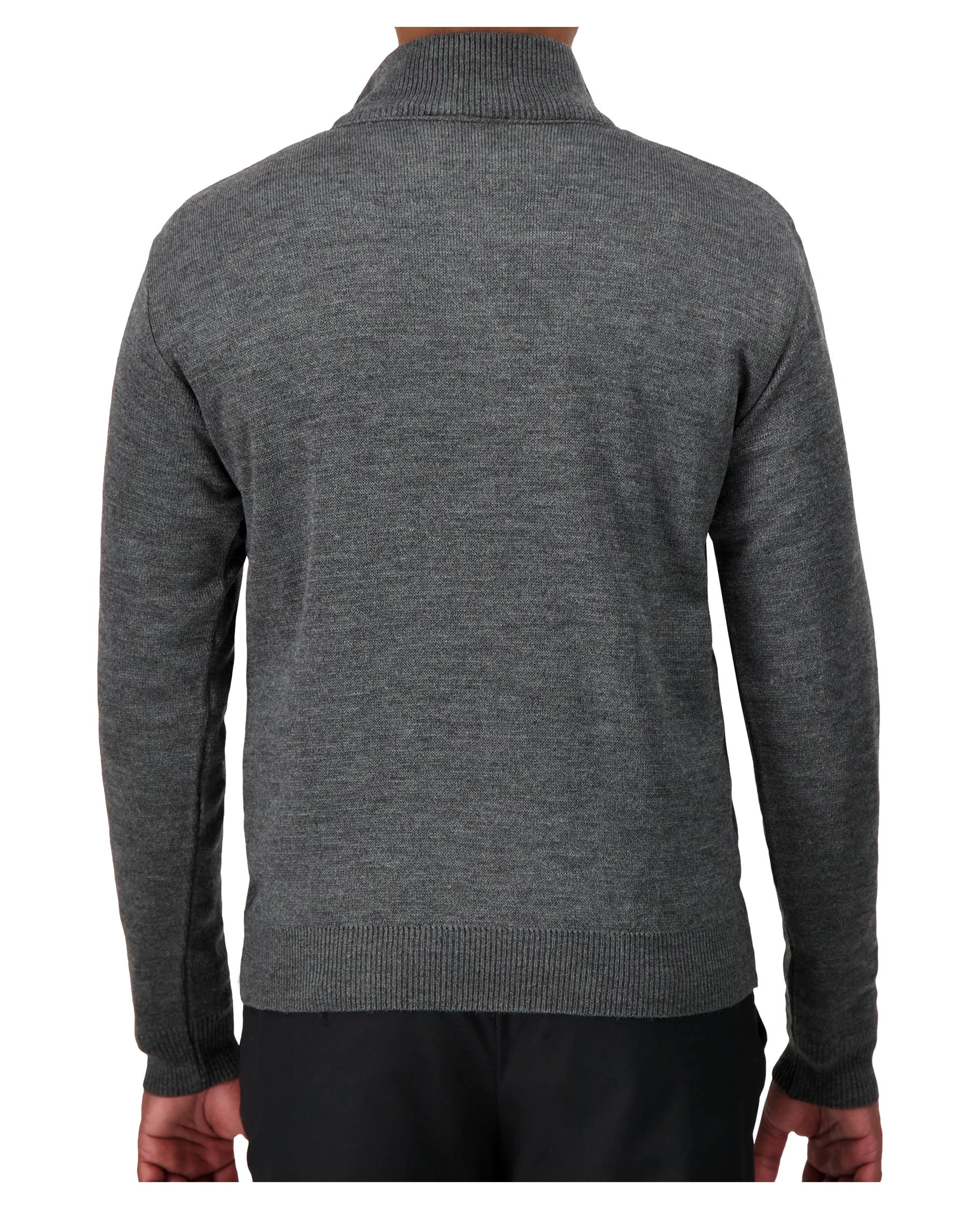 back of grey quarter zip uniform sweater