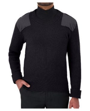 crew neck sweater with shoulder and elbow patches