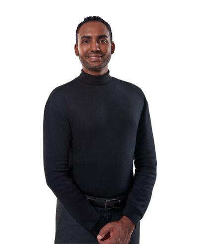 MN100Black man in black mock neck
