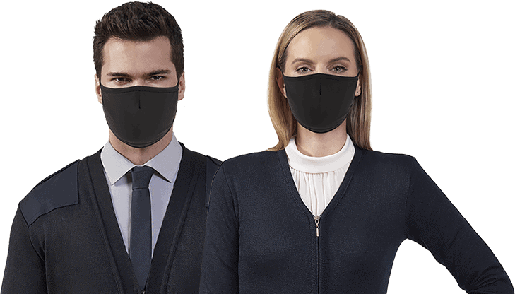 two models wearing Cobmex face masks