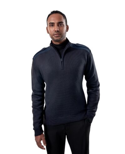 2826Navy Navy quarter zip military style sweater